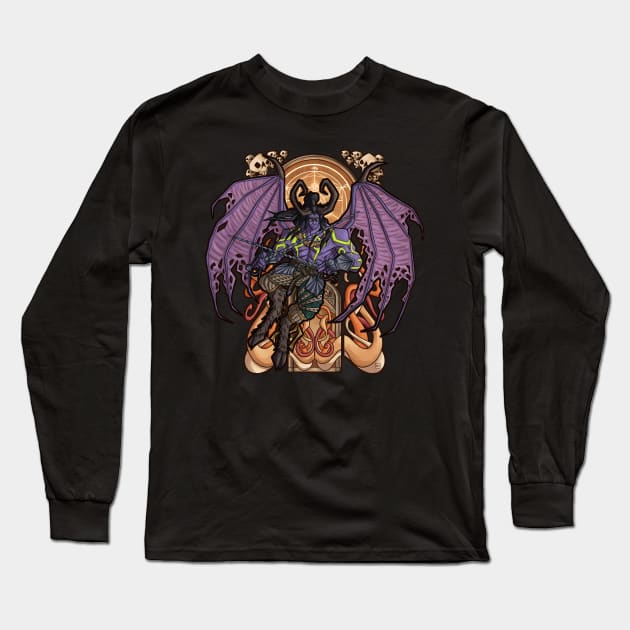 Illidan Long Sleeve T-Shirt by Daniel Marco Art